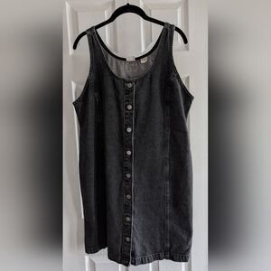Levi’s Black Denim Button-Front Jumper Dress – Size XL